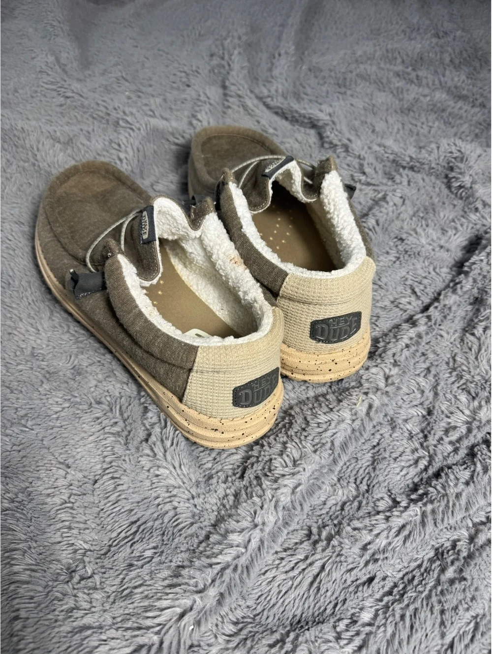 Hey Dude Wally Wool Beige White Men's Slip-On Shoes Size 10